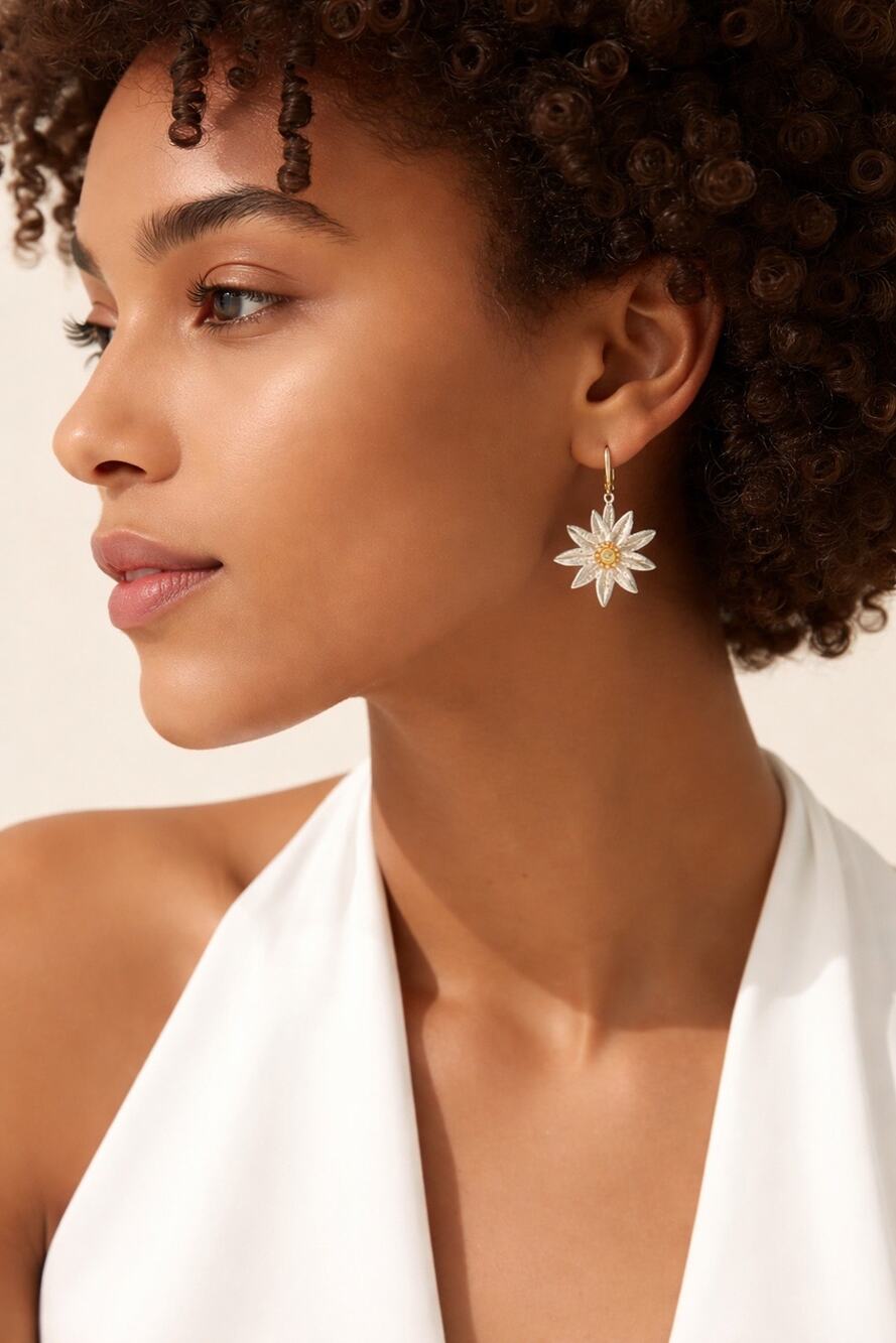 Michael Michaud Edelweiss Dangle Wire Earrings